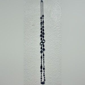 Vintage Long Black Beaded Necklace